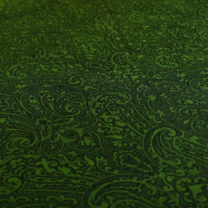 Fabriano Damask Pattern Chenille Type Green Upholstery Fabric CTR-968