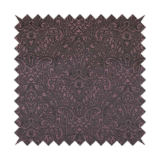 Fabriano Damask Pattern Chenille Type Purple Upholstery Fabric CTR-969