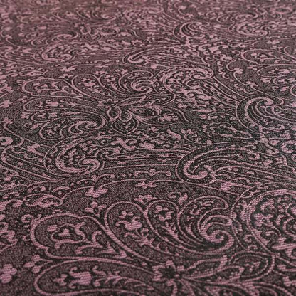 Fabriano Damask Pattern Chenille Type Purple Upholstery Fabric CTR-969 - Made To Measure Curtains