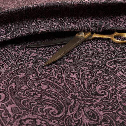 Fabriano Damask Pattern Chenille Type Purple Upholstery Fabric CTR-969 - Roman Blinds