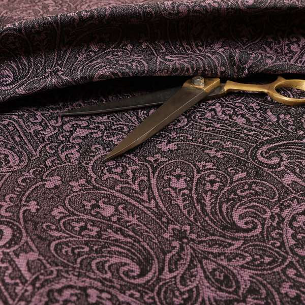 Fabriano Damask Pattern Chenille Type Purple Upholstery Fabric CTR-969