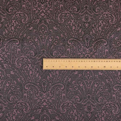 Fabriano Damask Pattern Chenille Type Purple Upholstery Fabric CTR-969 - Made To Measure Curtains