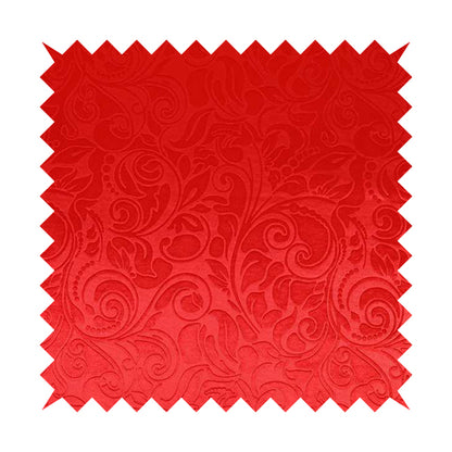 Delight Shiny Floral Embossed Pattern Velvet Fabric In Red Colour Upholstery Fabric CTR-97 - Made To Measure Curtains