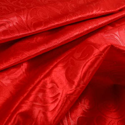 Delight Shiny Floral Embossed Pattern Velvet Fabric In Red Colour Upholstery Fabric CTR-97 - Roman Blinds