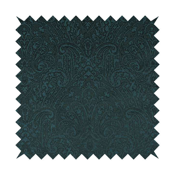 Fabriano Damask Pattern Chenille Type Navy Blue Upholstery Fabric CTR-970 - Roman Blinds