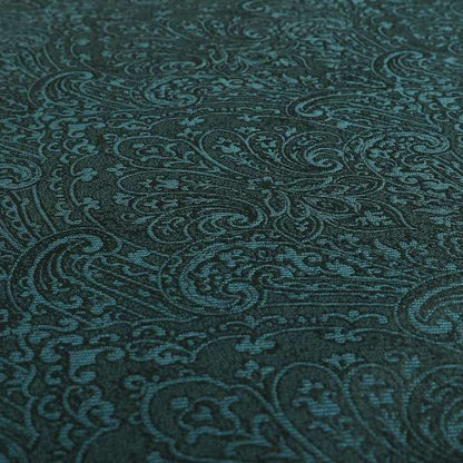 Fabriano Damask Pattern Chenille Type Navy Blue Upholstery Fabric CTR-970 - Roman Blinds