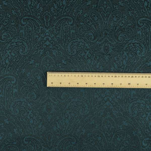 Fabriano Damask Pattern Chenille Type Navy Blue Upholstery Fabric CTR-970 - Roman Blinds