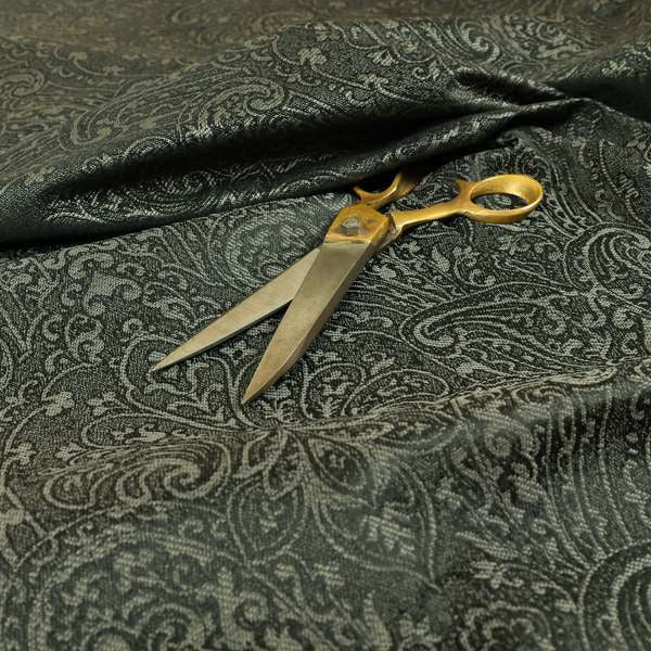 Fabriano Damask Pattern Chenille Type Grey Upholstery Fabric CTR-971 - Made To Measure Curtains