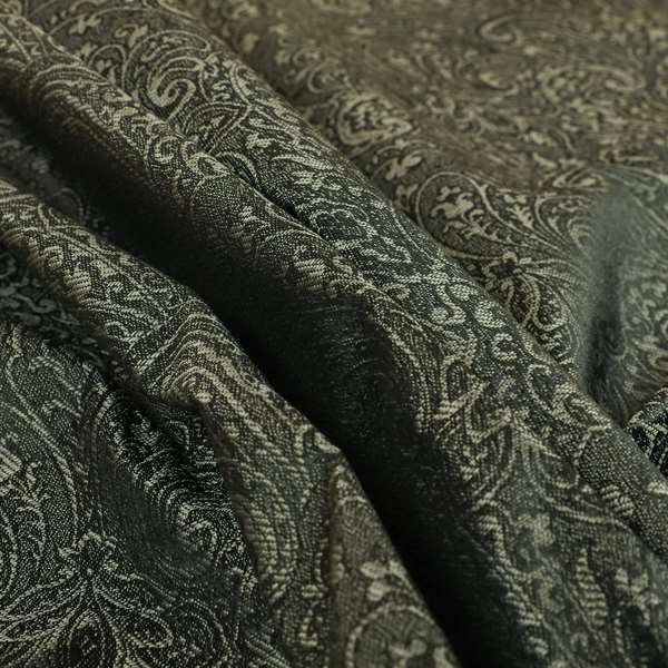 Fabriano Damask Pattern Chenille Type Grey Upholstery Fabric CTR-971 - Made To Measure Curtains