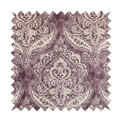 Glamour Floral Collection Print Velvet Upholstery Fabric Purple Damask Pattern CTR-973 - Handmade Cushions