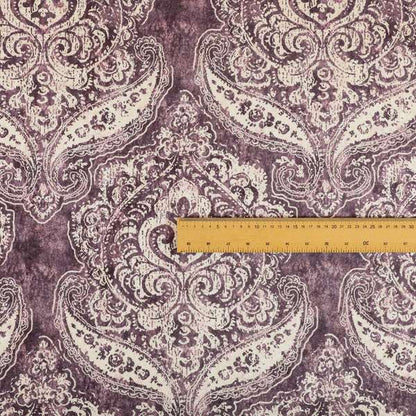 Glamour Floral Collection Print Velvet Upholstery Fabric Purple Damask Pattern CTR-973 - Handmade Cushions