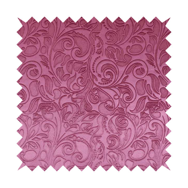 Delight Shiny Floral Embossed Pattern Velvet Fabric In Pink Lilac Colour Upholstery Fabric CTR-98 - Roman Blinds