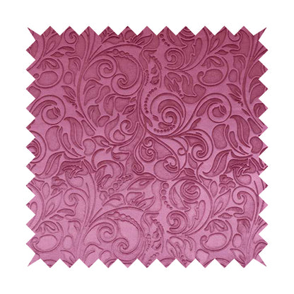 Delight Shiny Floral Embossed Pattern Velvet Fabric In Pink Lilac Colour Upholstery Fabric CTR-98 - Roman Blinds