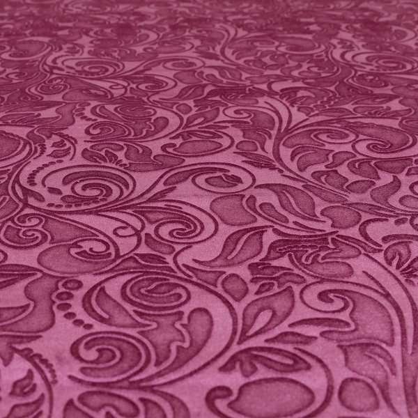 Delight Shiny Floral Embossed Pattern Velvet Fabric In Pink Lilac Colour Upholstery Fabric CTR-98 - Handmade Cushions