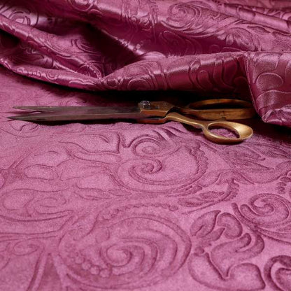 Delight Shiny Floral Embossed Pattern Velvet Fabric In Pink Lilac Colour Upholstery Fabric CTR-98 - Made To Measure Curtains