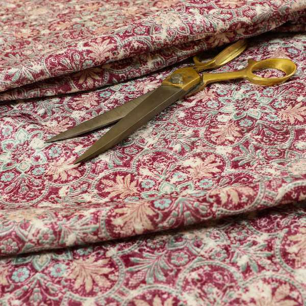 Glamour Floral Collection Print Velvet Upholstery Fabric Purple Medallion Pattern CTR-983 - Roman Blinds