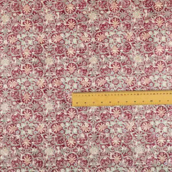 Glamour Floral Collection Print Velvet Upholstery Fabric Purple Medallion Pattern CTR-983 - Roman Blinds