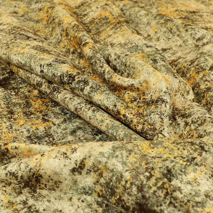 Glamour Art Collection Print Velvet Upholstery Fabric Brown Yellow Grey Colour Abstract Camouflage Plain Pattern CTR-988