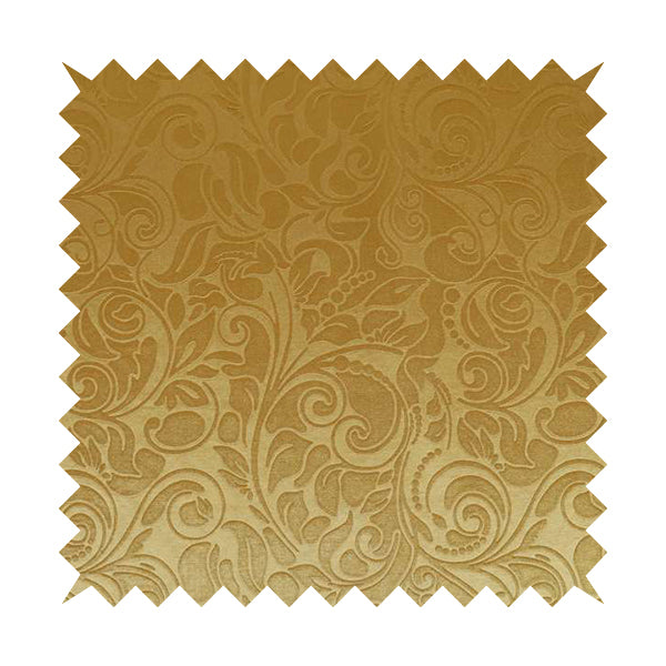 Delight Shiny Floral Embossed Pattern Velvet Fabric In Gold Colour Upholstery Fabric CTR-99
