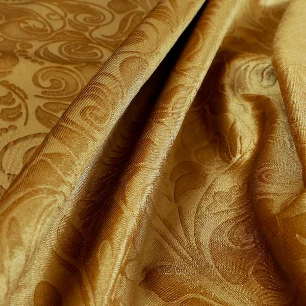 Delight Shiny Floral Embossed Pattern Velvet Fabric In Gold Colour Upholstery Fabric CTR-99 - Made To Measure Curtains