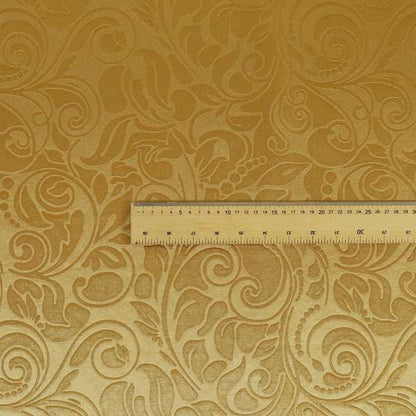 Delight Shiny Floral Embossed Pattern Velvet Fabric In Gold Colour Upholstery Fabric CTR-99 - Made To Measure Curtains