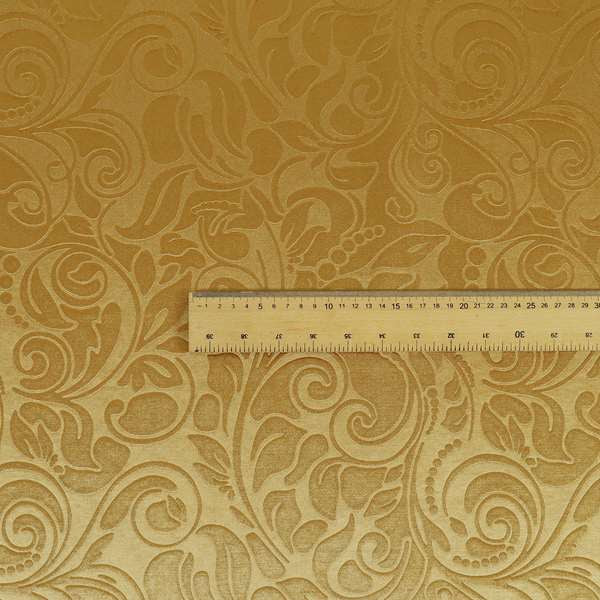 Delight Shiny Floral Embossed Pattern Velvet Fabric In Gold Colour Upholstery Fabric CTR-99