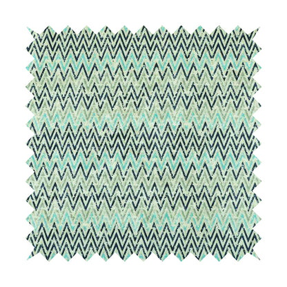 Glamour Art Collection Print Velvet Upholstery Fabric Blue Grey Chevron Striped Pattern CTR-997 - Roman Blinds