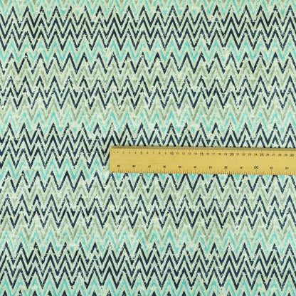 Glamour Art Collection Print Velvet Upholstery Fabric Blue Grey Chevron Striped Pattern CTR-997 - Roman Blinds