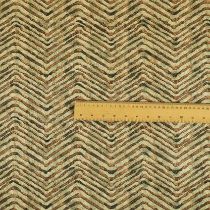 Glamour Art Collection Print Velvet Upholstery Fabric Brown Burnt Orange Striped Pattern CTR-998