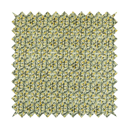 Glamour Geometric Collection Print Velvet Upholstery Fabric Yellow Grey Geometric Pattern CTR-999 - Roman Blinds