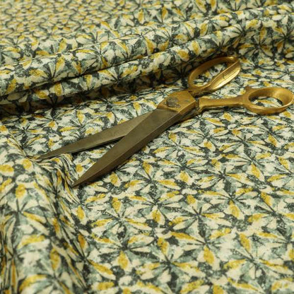 Glamour Geometric Collection Print Velvet Upholstery Fabric Yellow Grey Geometric Pattern CTR-999 - Roman Blinds