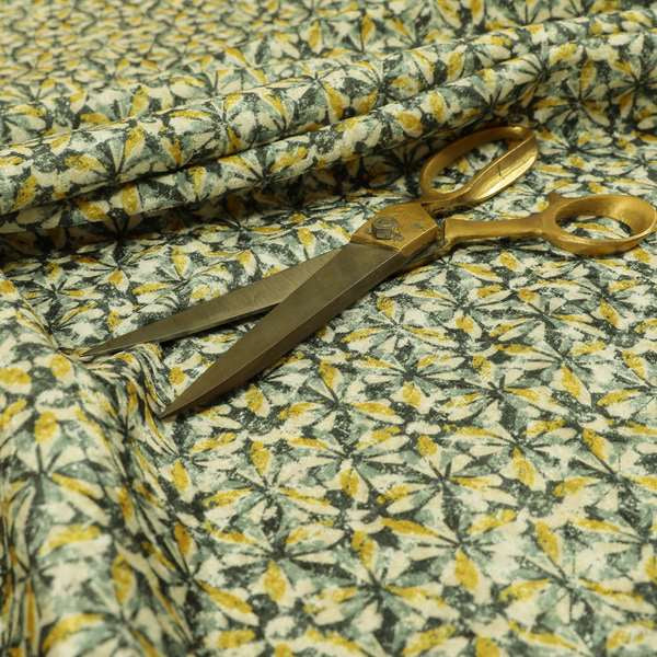 Glamour Geometric Collection Print Velvet Upholstery Fabric Yellow Grey Geometric Pattern CTR-999