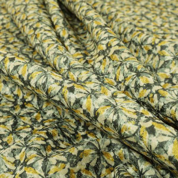 Glamour Geometric Collection Print Velvet Upholstery Fabric Yellow Grey Geometric Pattern CTR-999 - Made To Measure Curtains