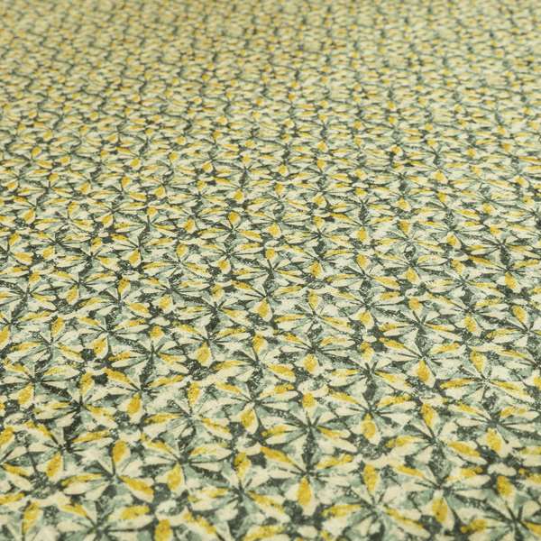 Glamour Geometric Collection Print Velvet Upholstery Fabric Yellow Grey Geometric Pattern CTR-999 - Roman Blinds