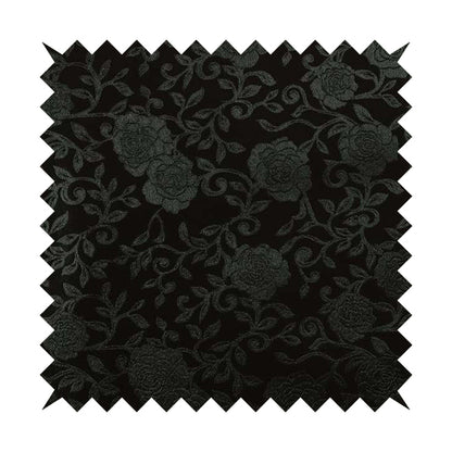 Camellia Floral Pattern Faux Leather Upholstery Fabric In Brown