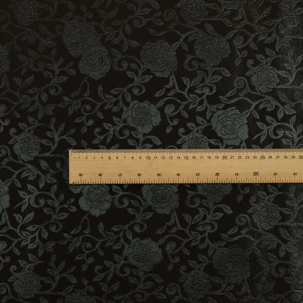 Camellia Floral Pattern Faux Leather Upholstery Fabric In Brown