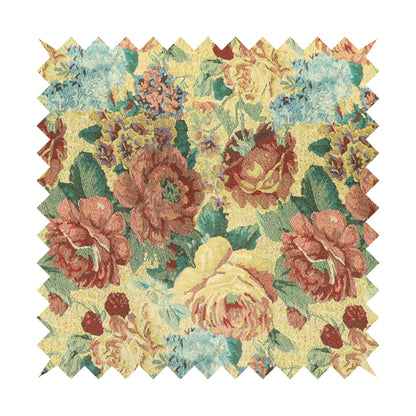 Aliza Floral Pattern Mutli Colour Printed Chenille Upholstery Fabric