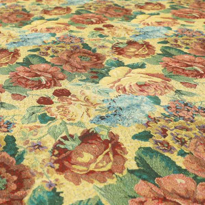 Aliza Floral Pattern Mutli Colour Printed Chenille Upholstery Fabric