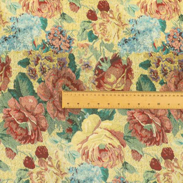 Aliza Floral Pattern Mutli Colour Printed Chenille Upholstery Fabric - Roman Blinds