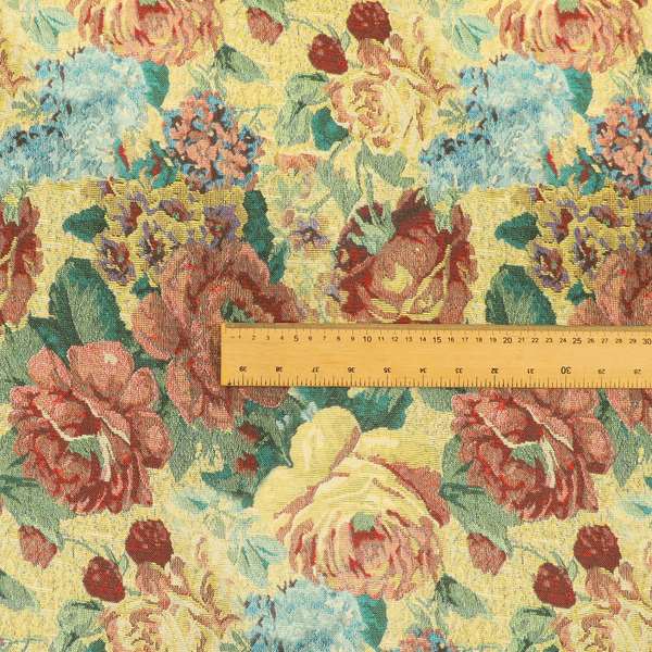Aliza Floral Pattern Mutli Colour Printed Chenille Upholstery Fabric