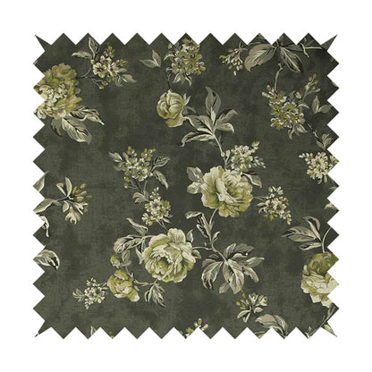 Roxanne Rose Floral Pattern Grey White Colour Printed Chenille Upholstery Curtain Fabrics - Handmade Cushions