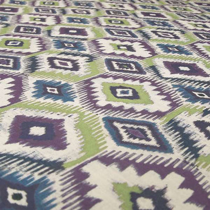 Tracey Geometric Printed Pattern Purple Green Colour Chenille Upholstery Curtain Fabrics - Handmade Cushions