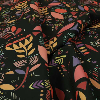 Carnival Jungle Theme Pattern Printed Velveteen Black Pink Purple Colour Upholstery Curtains Fabric - Roman Blinds