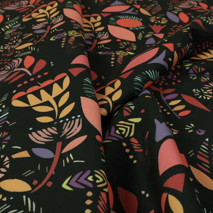 Carnival Jungle Theme Pattern Printed Velveteen Black Pink Purple Colour Upholstery Curtains Fabric - Made To Measure Curtains