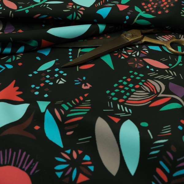 Carnival Jungle Theme Pattern Printed Velveteen Black Blue Red Colour Upholstery Curtains Fabric - Made To Measure Curtains