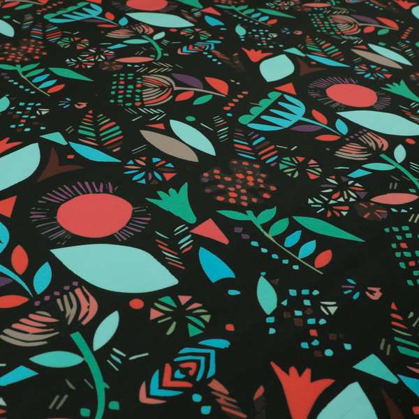 Carnival Jungle Theme Pattern Printed Velveteen Black Blue Red Colour Upholstery Curtains Fabric - Made To Measure Curtains