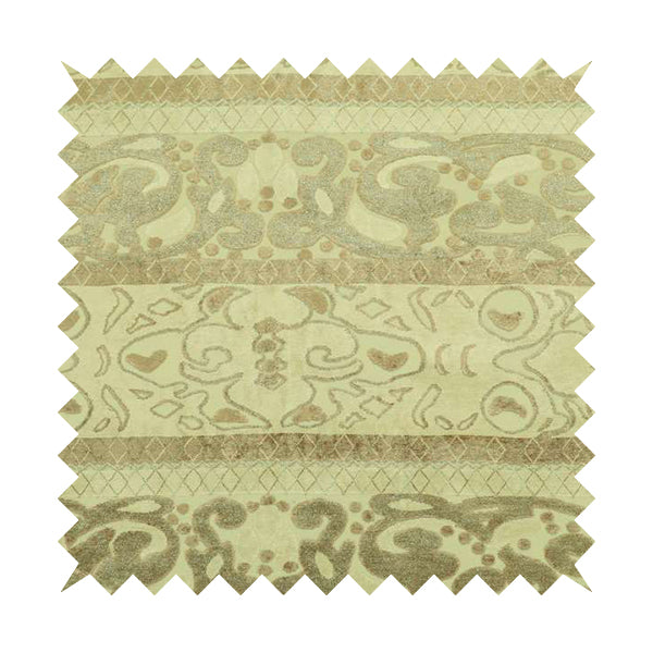 Casablanca Stripe Pattern Velvet Textured Furnishing Fabric In Brown Colour