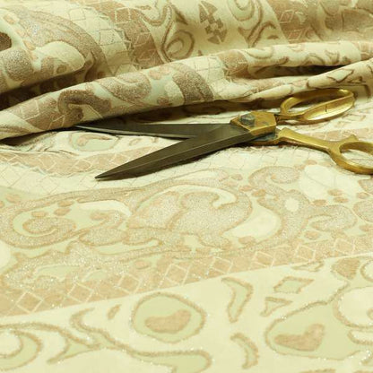 Casablanca Stripe Pattern Velvet Textured Furnishing Fabric In Brown Colour - Made To Measure Curtains