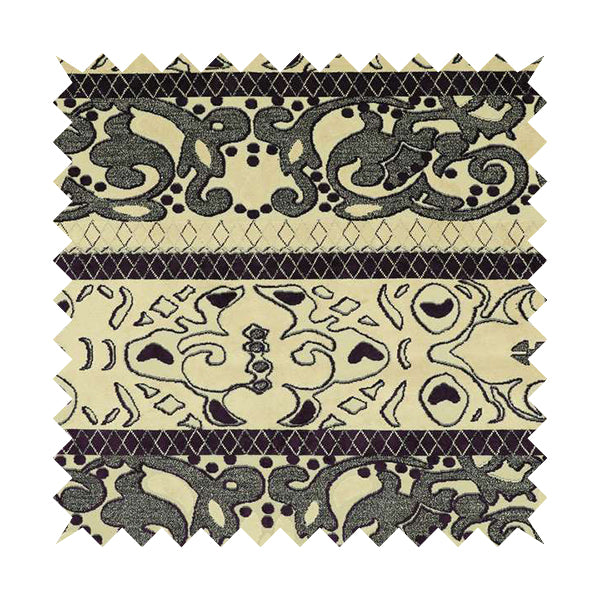 Casablanca Stripe Pattern Velvet Textured Furnishing Fabric In Purple Colour - Handmade Cushions