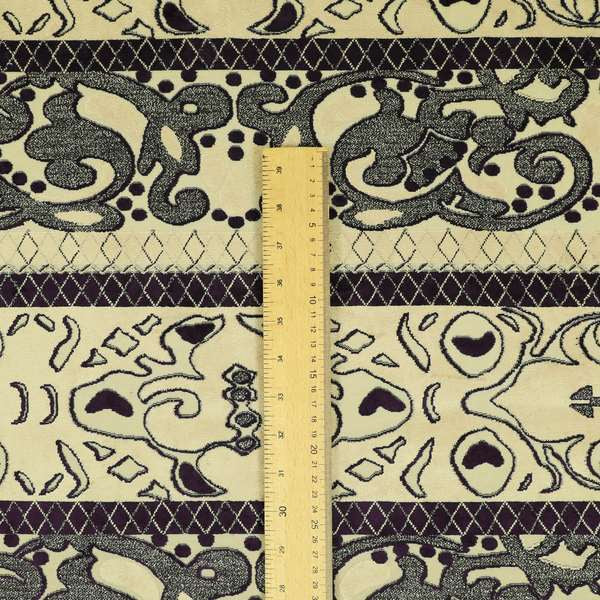 Casablanca Stripe Pattern Velvet Textured Furnishing Fabric In Purple Colour - Roman Blinds